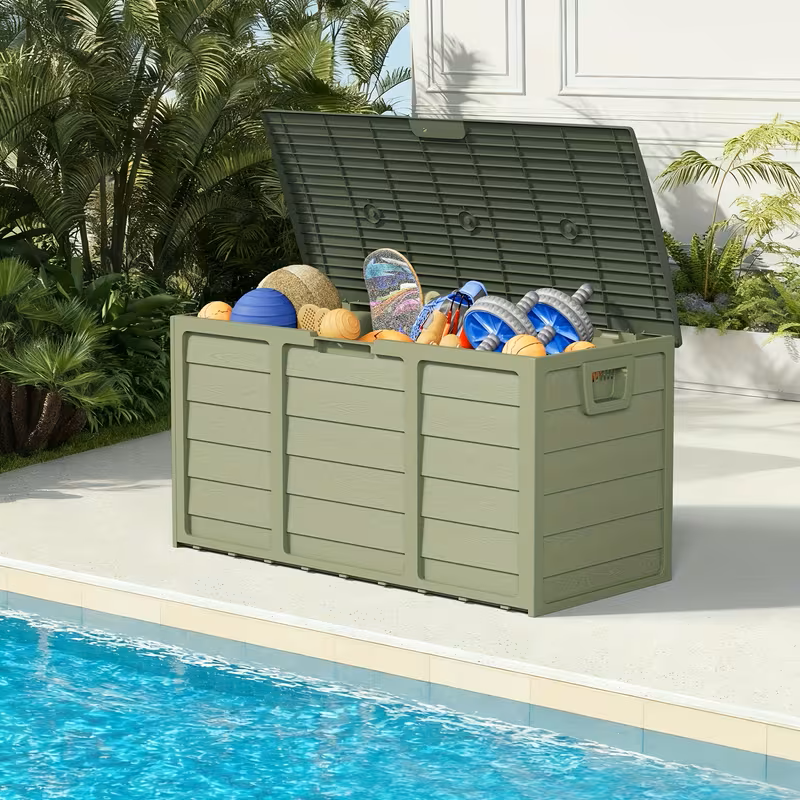 75 Gallon Heavy-Duty Outdoor Deck Box – Waterproof Patio Storage Box with Hinged Lid