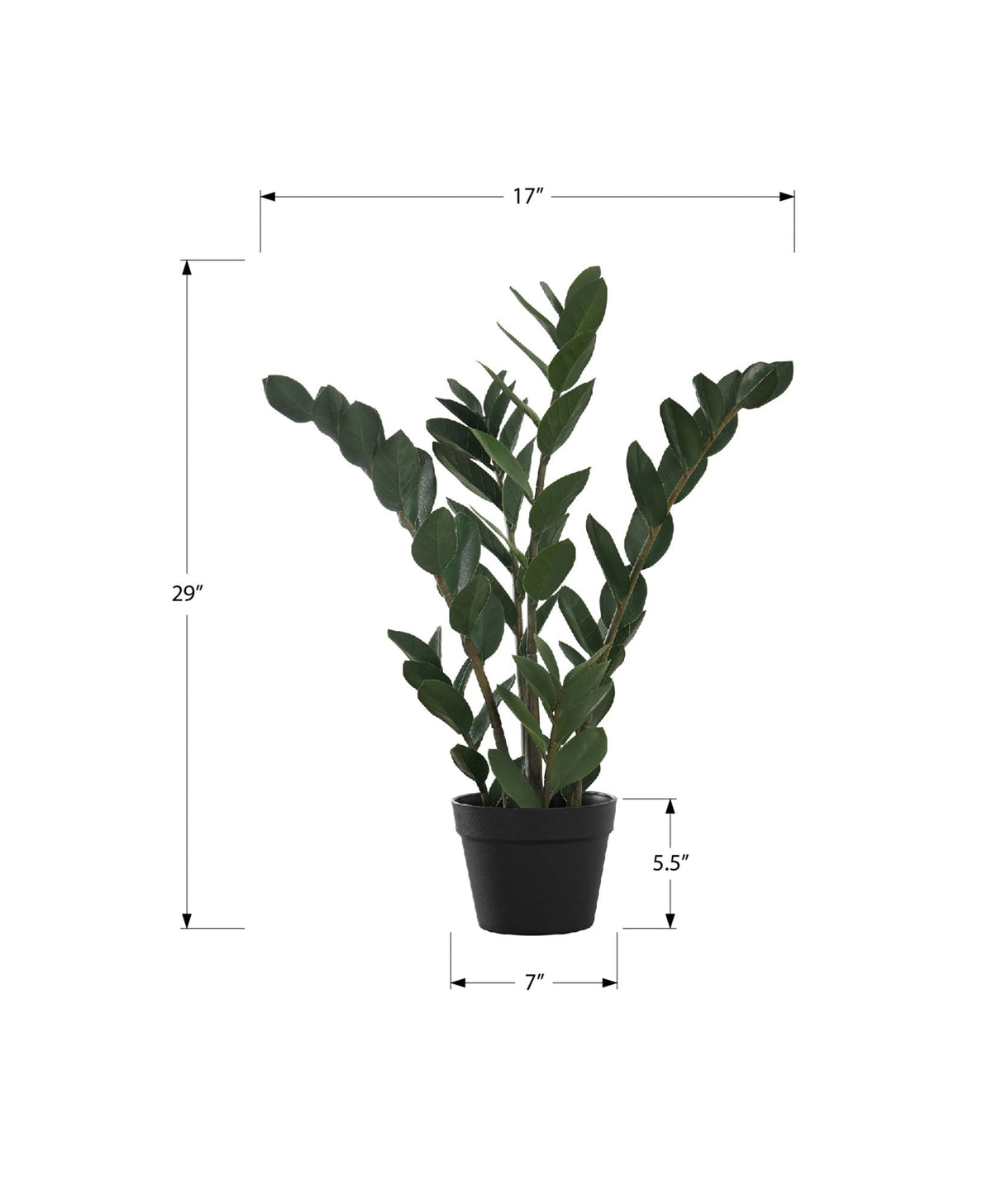29" Tall, Artificial Plant, Zz Tree, Indoor, Faux, Fake, Floor, Potted, Real Touch- Green / Black