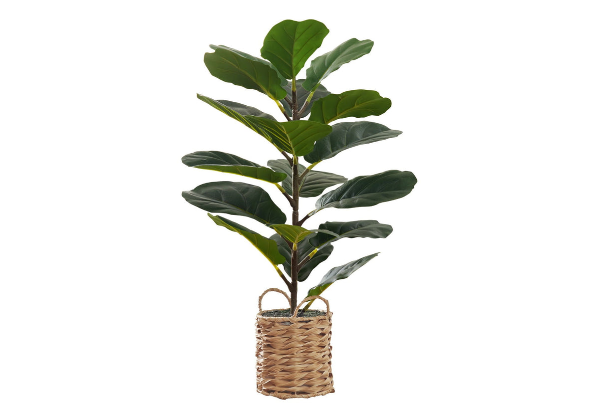 28" Tall, Artificial Plant, Fiddle Tree, Indoor, Faux, Fake, Floor, Greenery, Potted, Real Touch