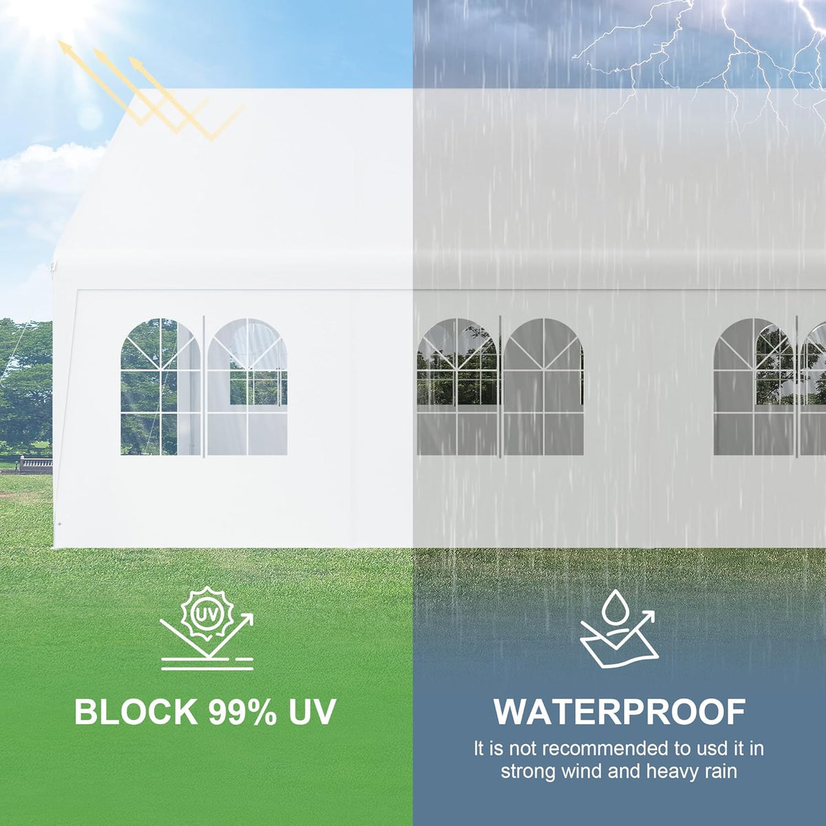 20 × 20 ft Canopy Tent with Removable Sidewalls