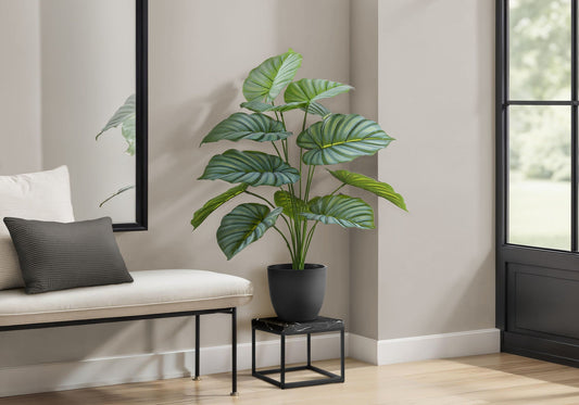 24" Tall, Artificial Plant, Calathea, Indoor, Faux, Table, Potted, Real Touch- Green / Black