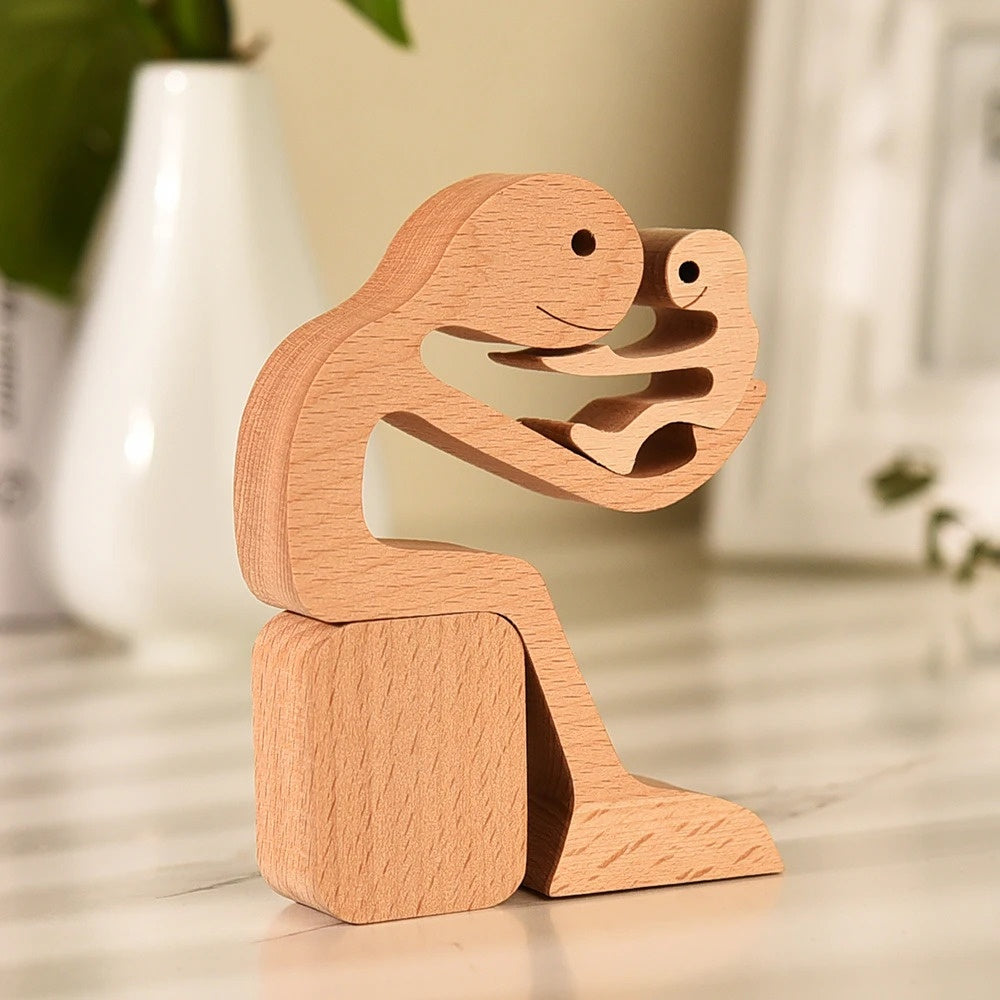 DIY Figurine Wood Dog Ornament Sculpture Home Decoration A Man A Dog Wood Sculpture