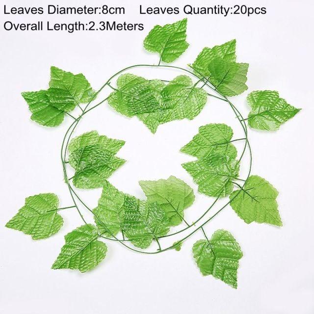 90cm Artificial Green Hanging Ivy Leaves Radish Seaweed Grape Fake Flowers