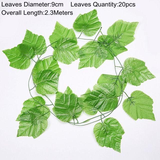 90cm Artificial Green Hanging Ivy Leaves Radish Seaweed Grape Fake Flowers