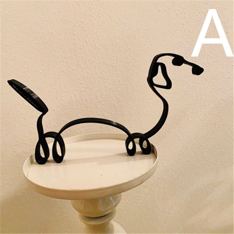 Simple Metal Dog Art Sculpture Decoration