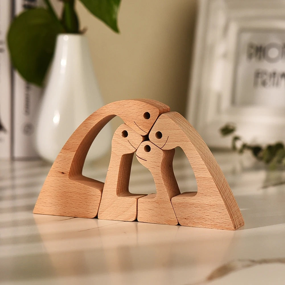 DIY Figurine Wood Dog Ornament Sculpture Home Decoration A Man A Dog Wood Sculpture