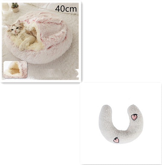 2 In 1 Dog And Cat Bed Pet Winter Bed Round Plush Warm Bed House Soft Long
