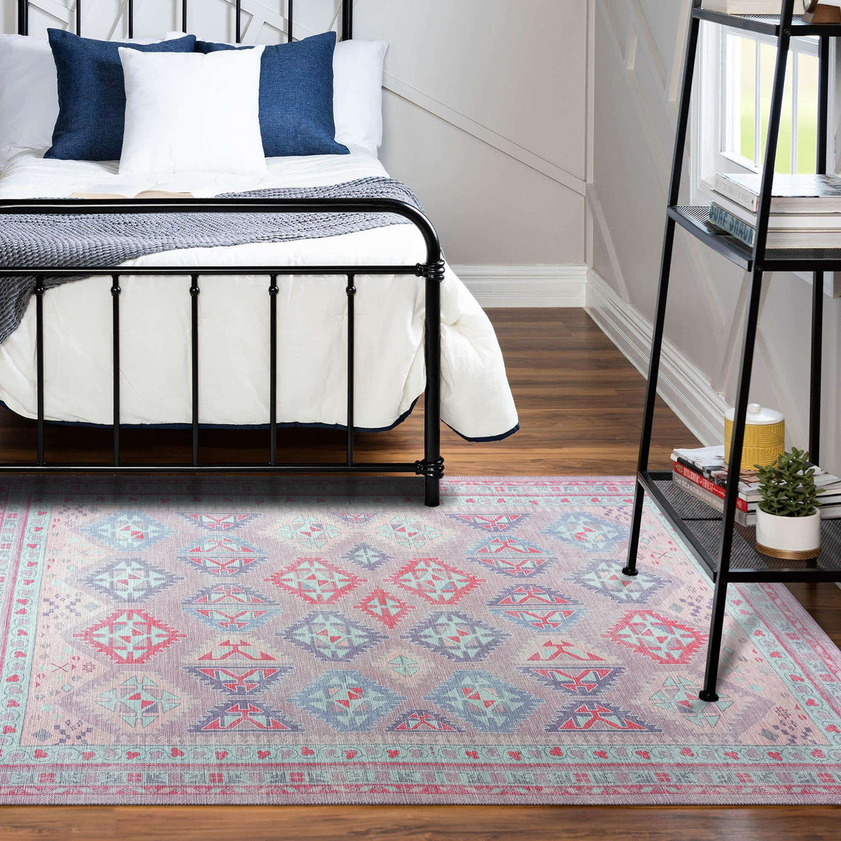 Alora Pink & Lavender Herki Vintage Oushak Rug