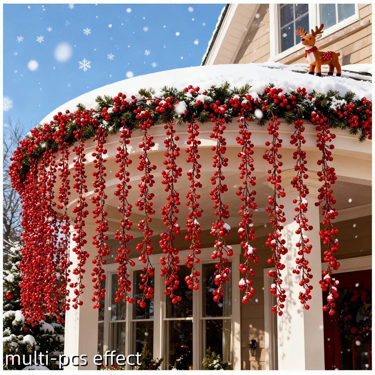 Artificial Red Berry Christmas Ivy Vine, 200cm Long with Red Berries