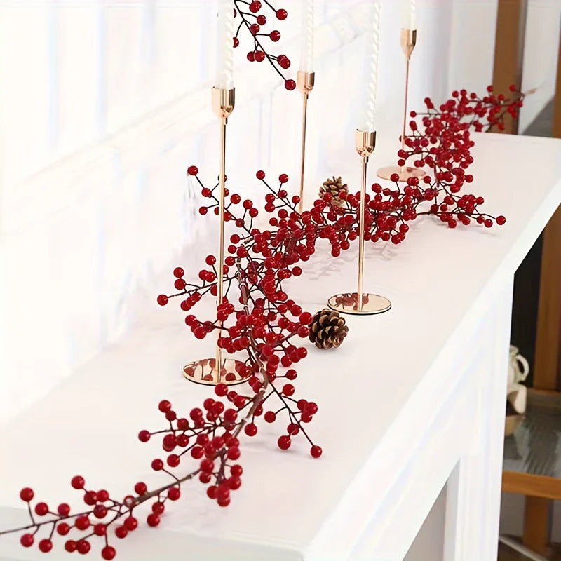 Artificial Red Berry Christmas Ivy Vine, 200cm Long with Red Berries