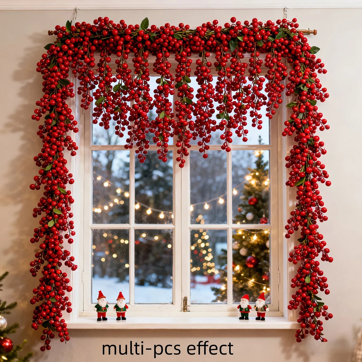 Artificial Red Berry Christmas Ivy Vine, 200cm Long with Red Berries
