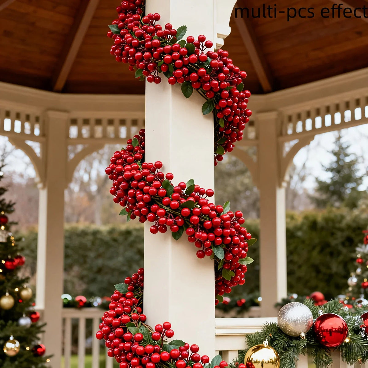 Artificial Red Berry Christmas Ivy Vine, 200cm Long with Red Berries