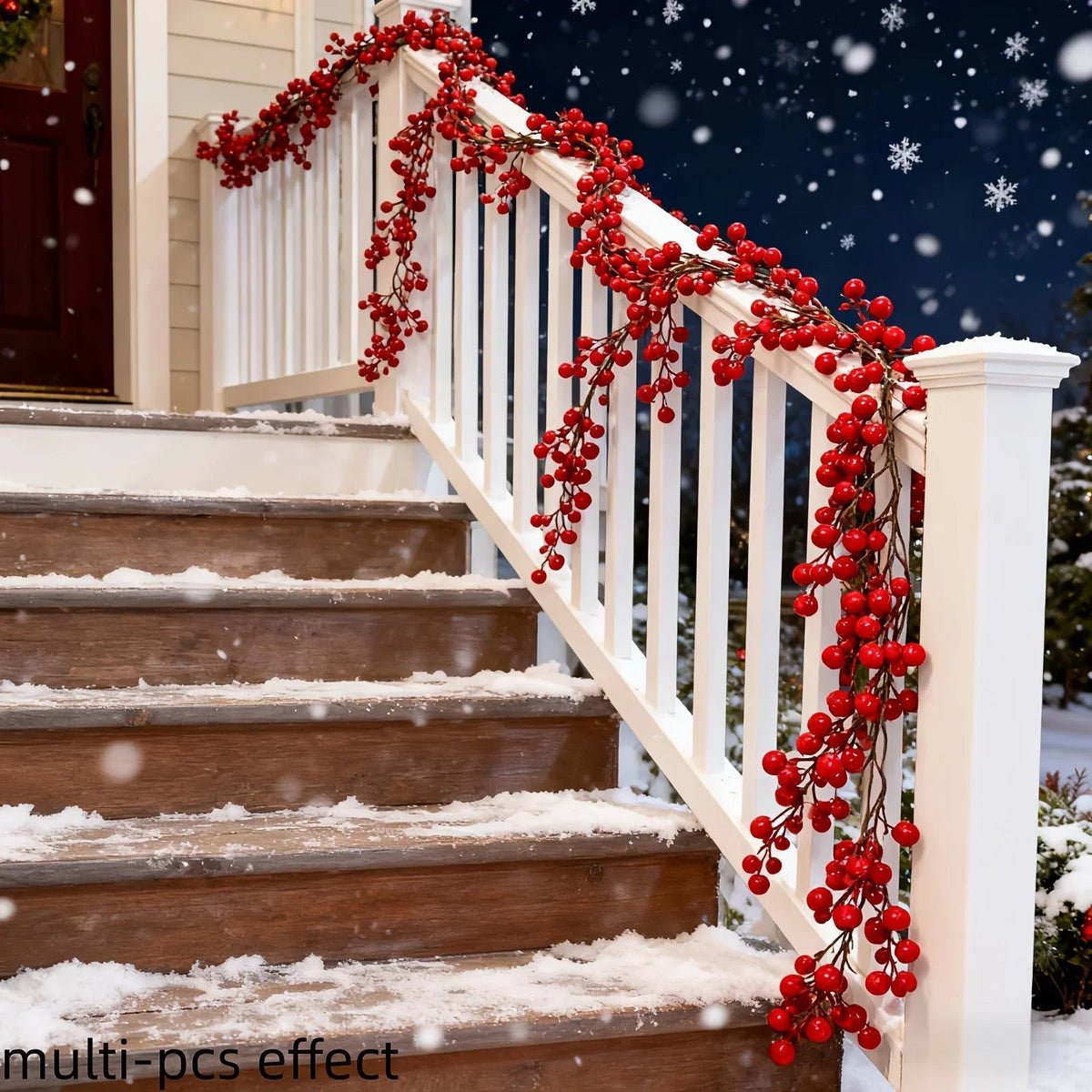 Artificial Red Berry Christmas Ivy Vine, 200cm Long with Red Berries