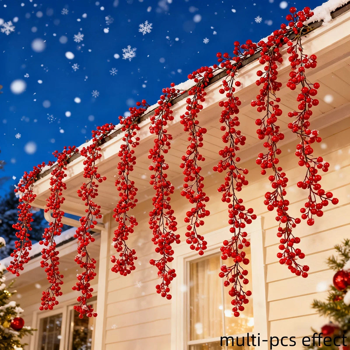 Artificial Red Berry Christmas Ivy Vine, 200cm Long with Red Berries