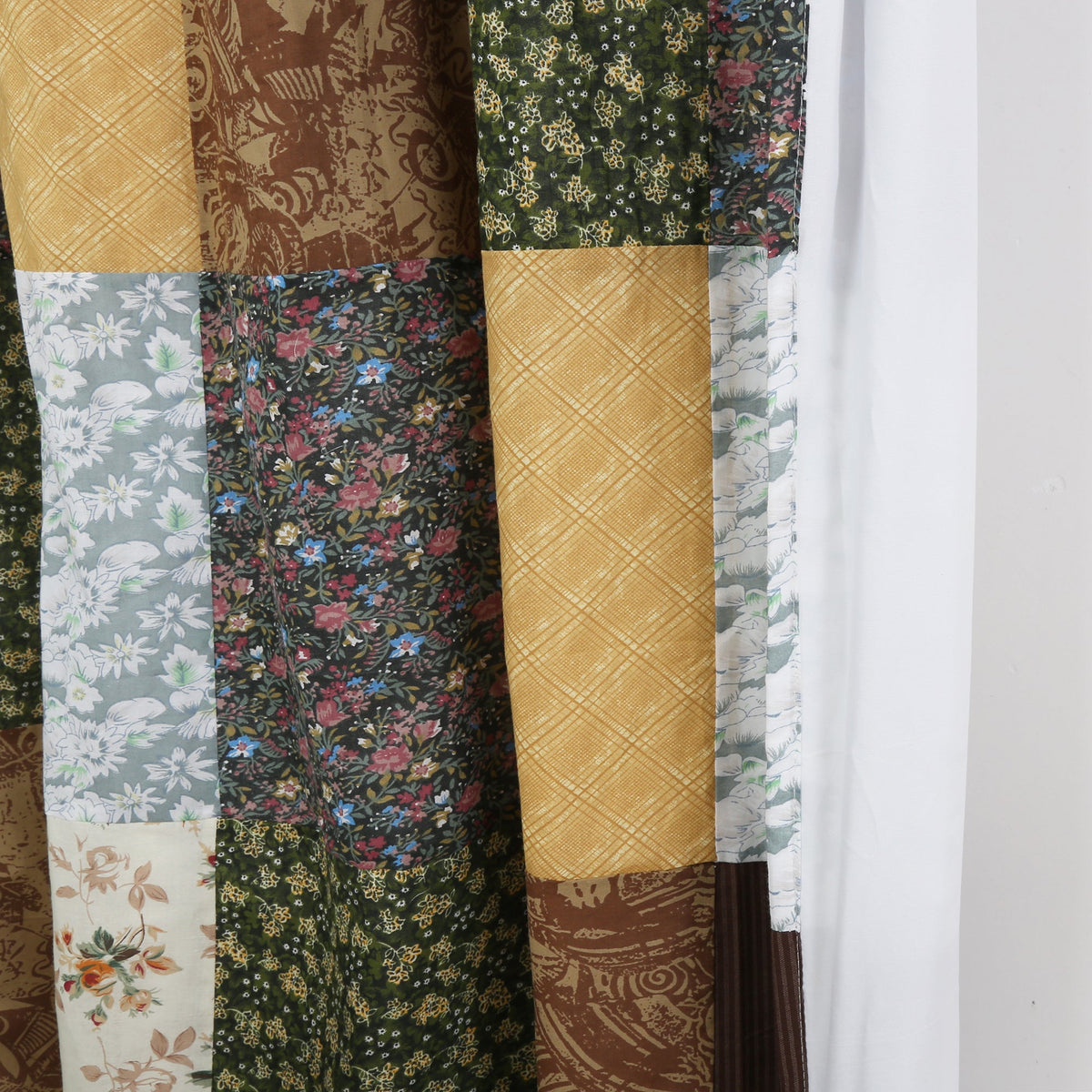 Huitt Country Farmhouse Vintage Floral Patchwork Window Curtain Panel/Drapes