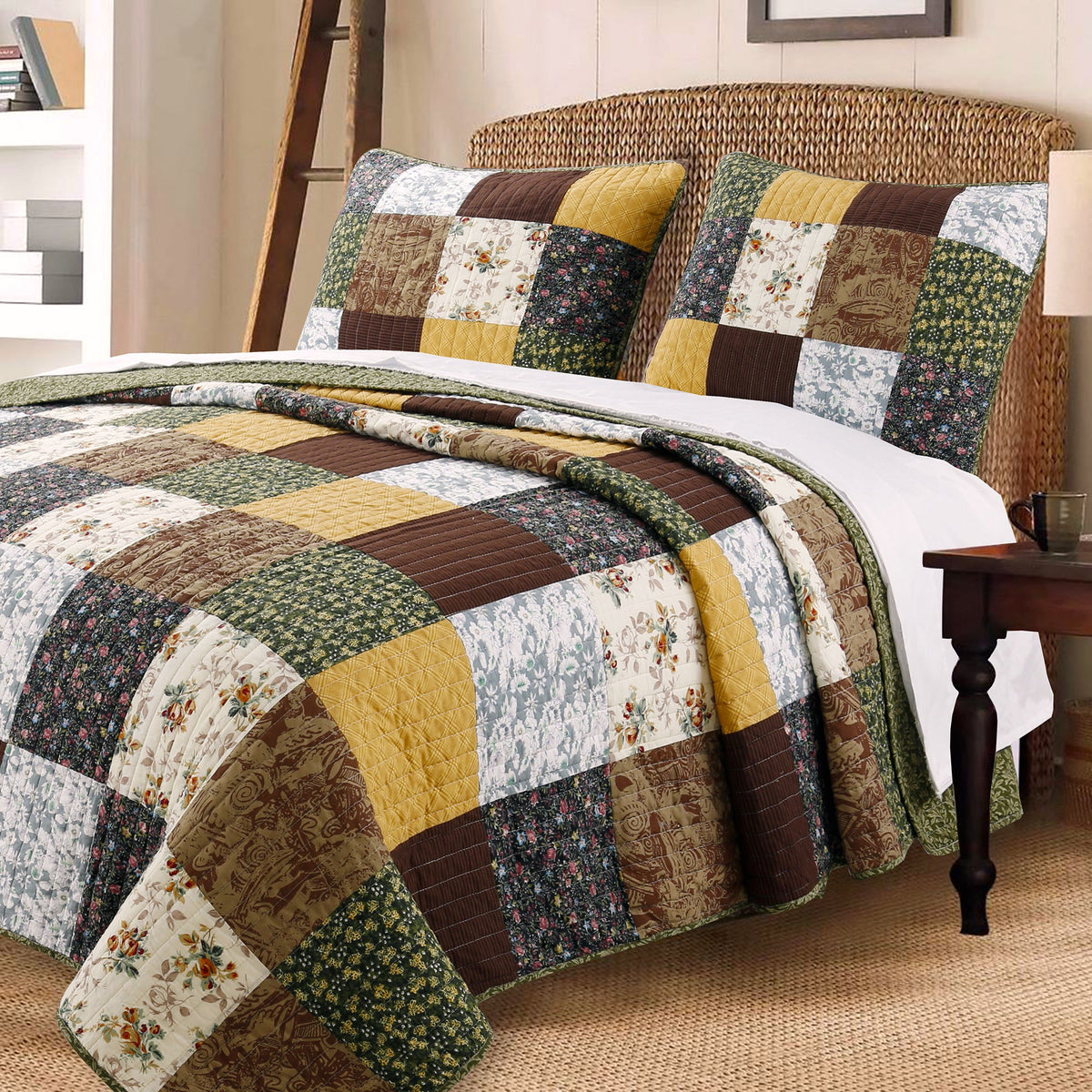 Huitt Country Farmhouse Vintage Floral Patchwork Window Curtain Panel/Drapes