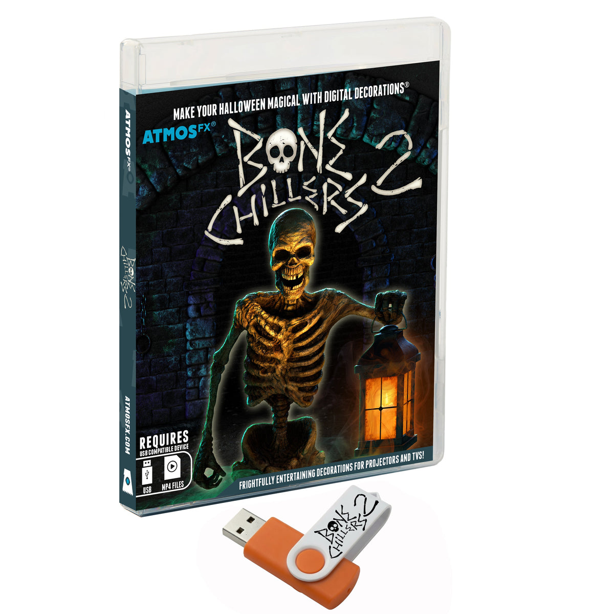 HoliScapes® USB Projector Kit - Bone Chillers 2 + Projector + 48" x 72" Projection Screen