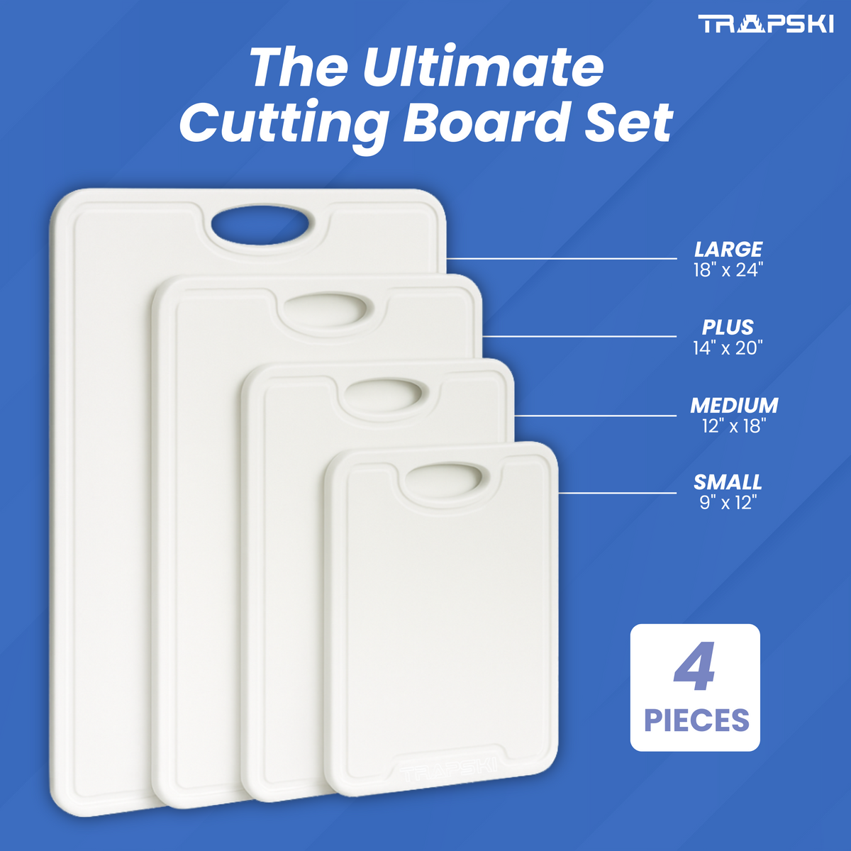 TRAPSKI Premium 1/2 Inch Thick HDPE Cutting Boards | Food-Grade Kitchen Prep Surface