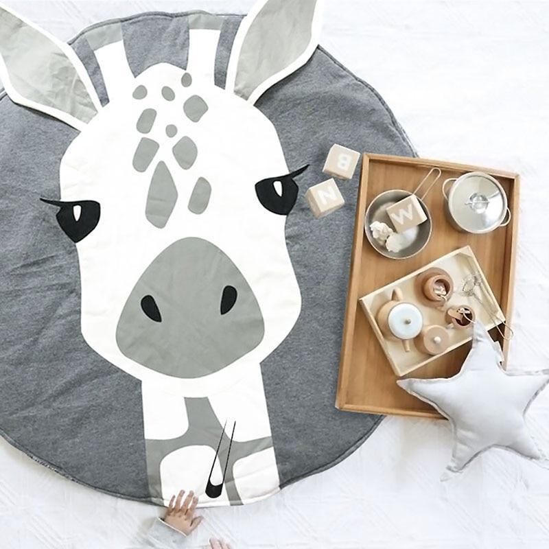 Play Mat Cartoon Animal Baby Mats Newborn Infant Crawling Cotton Round Floor Carpet Rug