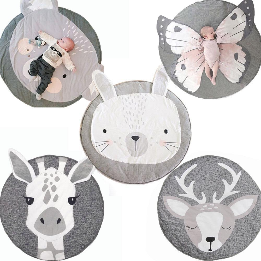 Play Mat Cartoon Animal Baby Mats Newborn Infant Crawling Cotton Round Floor Carpet Rug