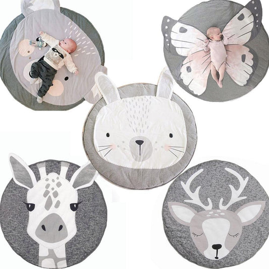 Play Mat Cartoon Animal Baby Mats Newborn Infant Crawling Cotton Round Floor Carpet Rug