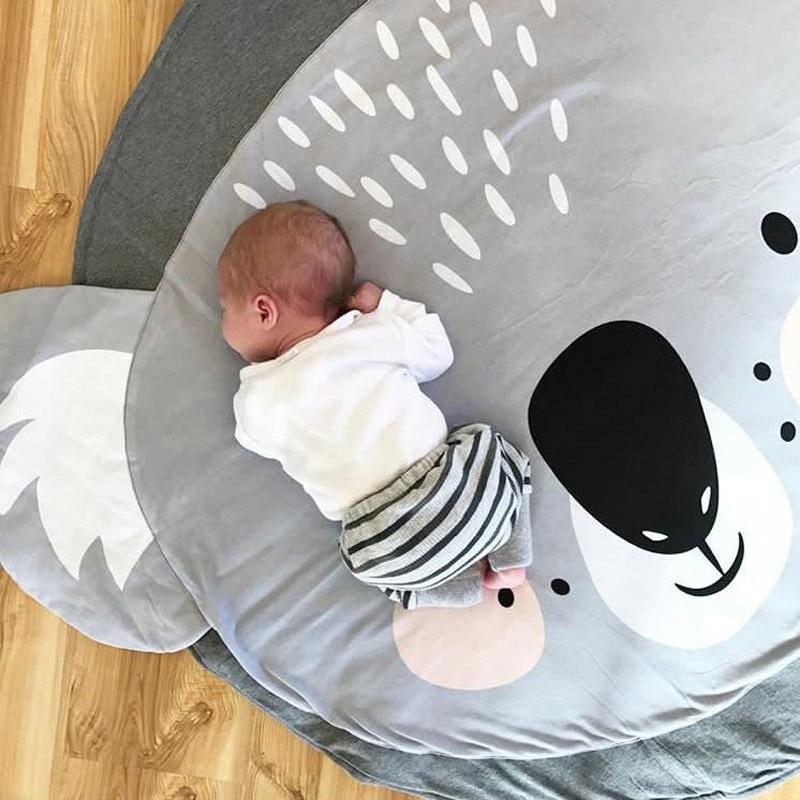 Play Mat Cartoon Animal Baby Mats Newborn Infant Crawling Cotton Round Floor Carpet Rug