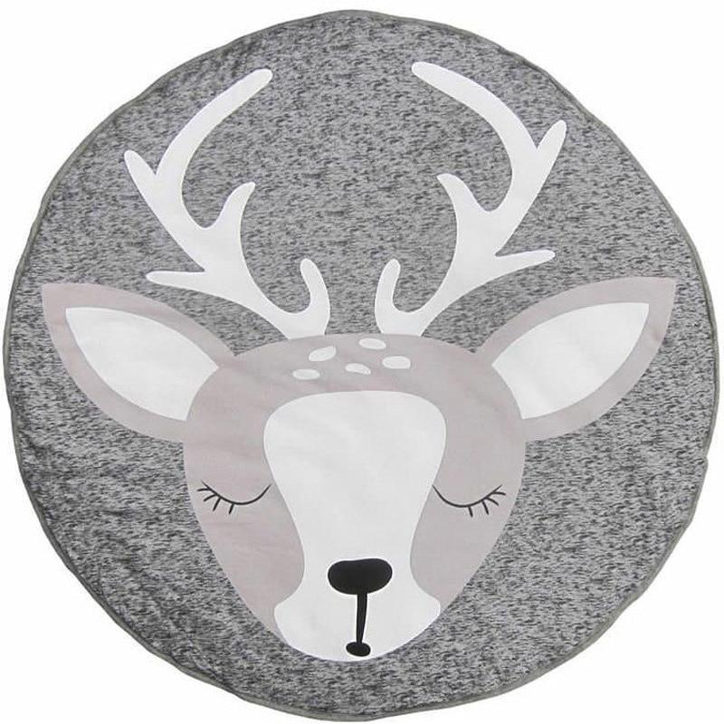 Play Mat Cartoon Animal Baby Mats Newborn Infant Crawling Cotton Round Floor Carpet Rug
