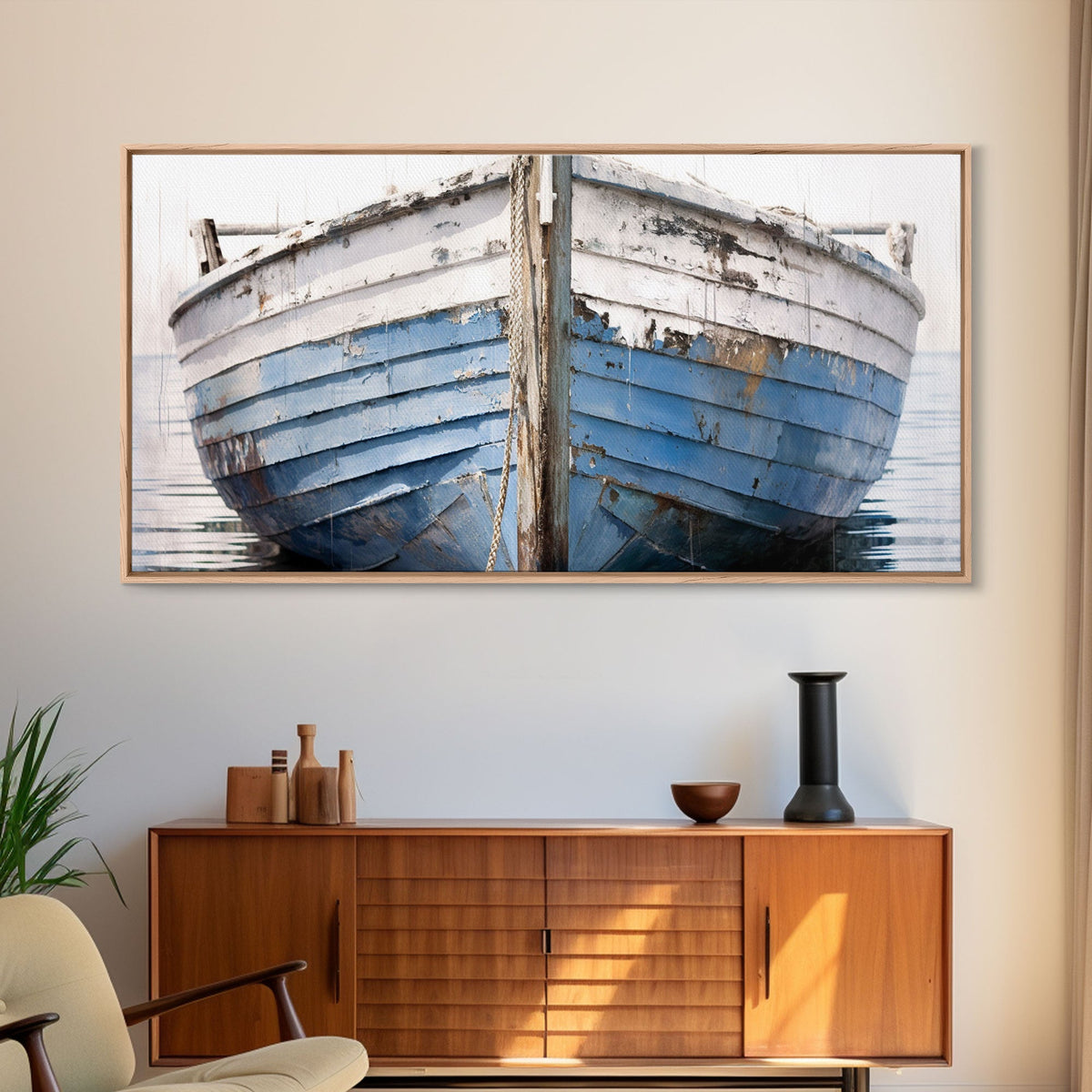 Old Wooden Ship Nautical Decor, Lakehouse Decor, Coastal Decor, Framed Canvas Print
