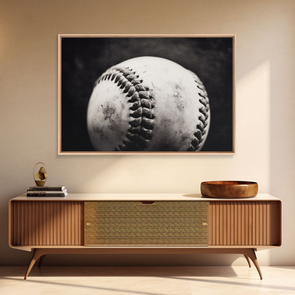 Framed Baseball Print, Black and White Baseball Picture, Sports Wall Decor