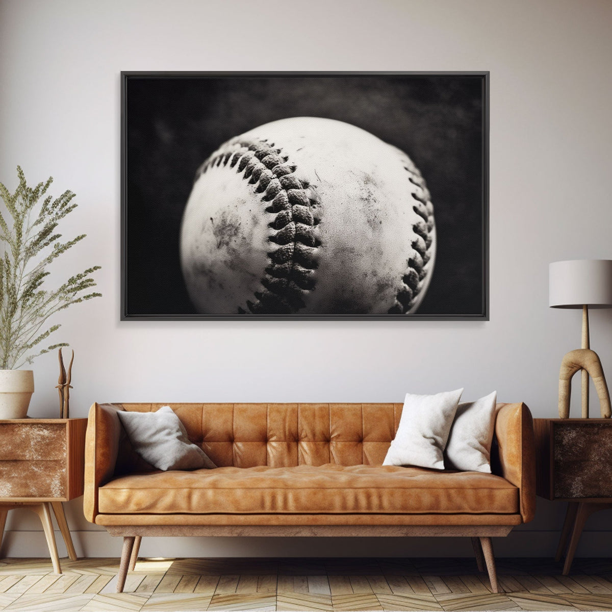 Framed Baseball Print, Black and White Baseball Picture, Sports Wall Decor