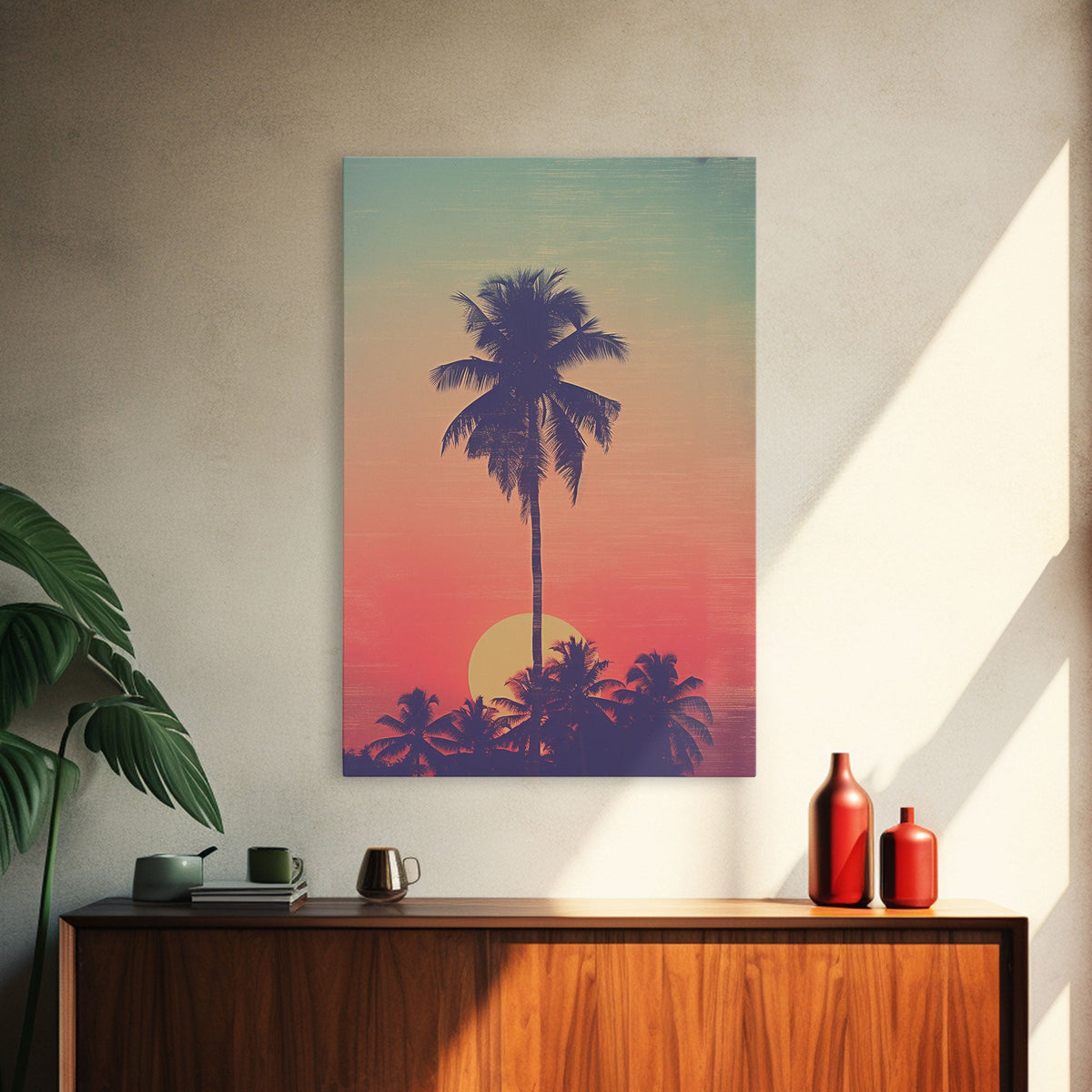 Palm Tree Wall Art, Tropical Wall Art, Minimalist Wall Art, Canvas Print, Wall Hanging
