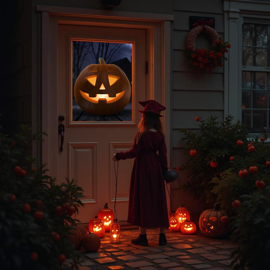 HoliScapes® USB Projector Kit - Jack-O’-Lantern Jamboree 2 + Projector 48" x 72"Proj screen