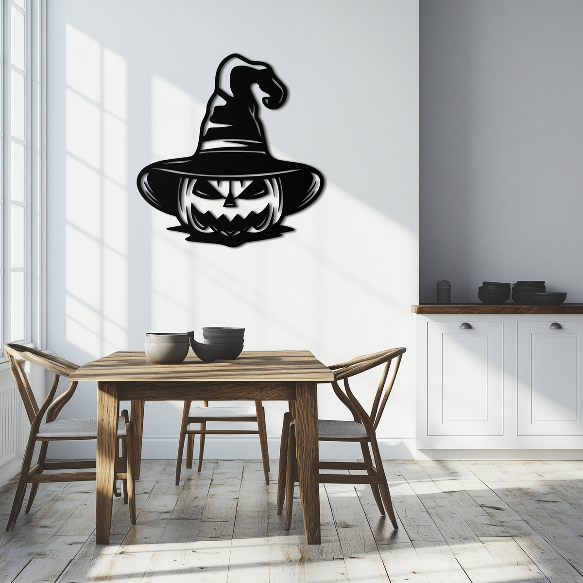 Witch Hat Pumpkin Metal Wall Art - Spooky Halloween Decor- KAF281