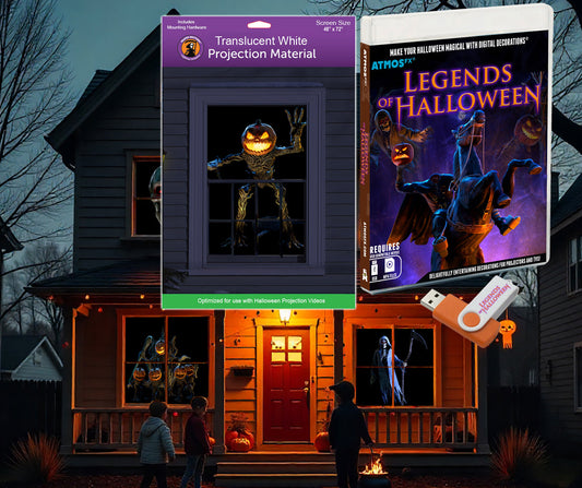 AtmosFX Halloween Digital Decor USB - Legends of Halloween + 48" x 72" Projection Screen