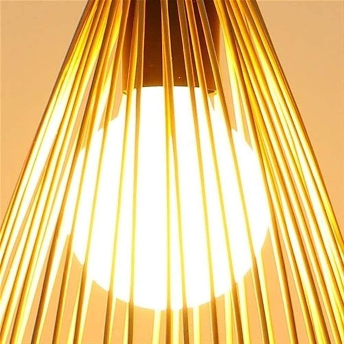 Rustic Bamboo Cone Pendant Light | Wabi-Sabi Decor