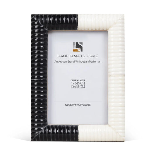Black White Resin Hand Carved Ridge Picture Frame 4x6 5x7