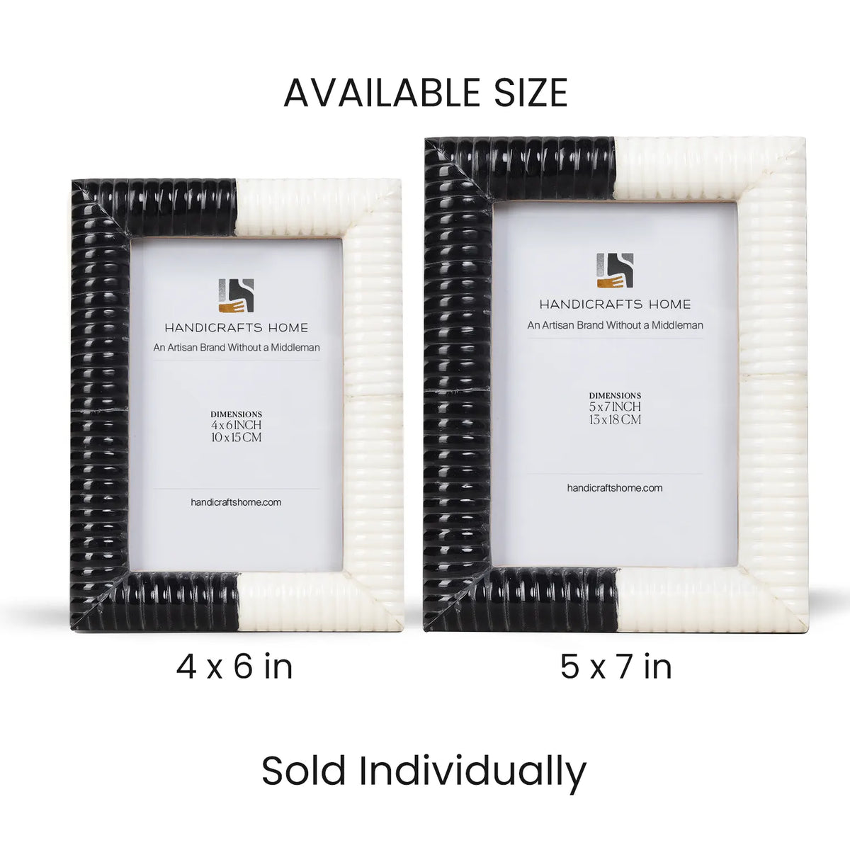Black White Resin Hand Carved Ridge Picture Frame 4x6 5x7