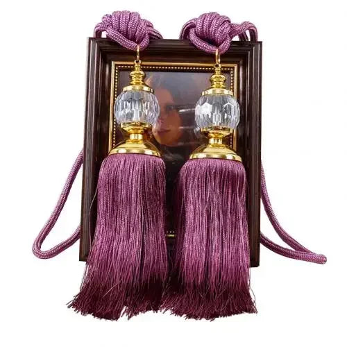 1Pair Tassel Curtain Tieback Crystal Bead Hanging Ball Tie Window Shade