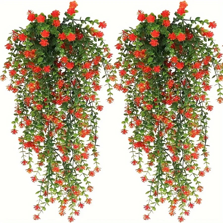 3pcs, Artificial Hanging Plants Hanging Plant Faux Eucalyptus Leaf Vine Outdoor UV Resistant