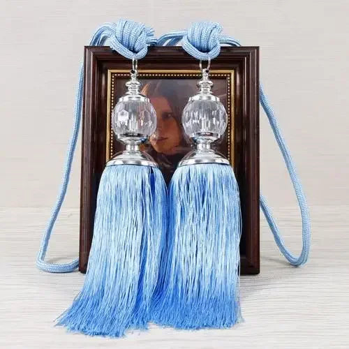 1Pair Tassel Curtain Tieback Crystal Bead Hanging Ball Tie Window Shade