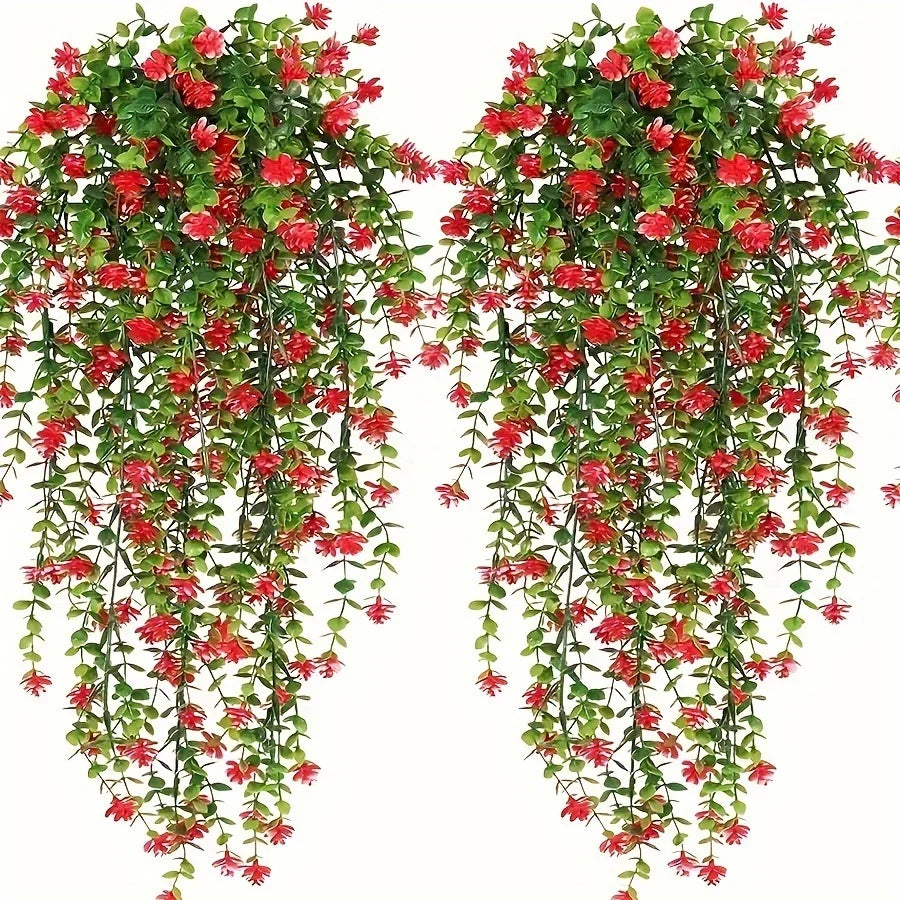 3pcs, Artificial Hanging Plants Hanging Plant Faux Eucalyptus Leaf Vine Outdoor UV Resistant