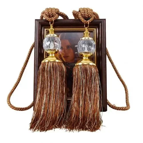 1Pair Tassel Curtain Tieback Crystal Bead Hanging Ball Tie Window Shade