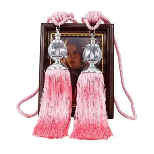 1Pair Tassel Curtain Tieback Crystal Bead Hanging Ball Tie Window Shade
