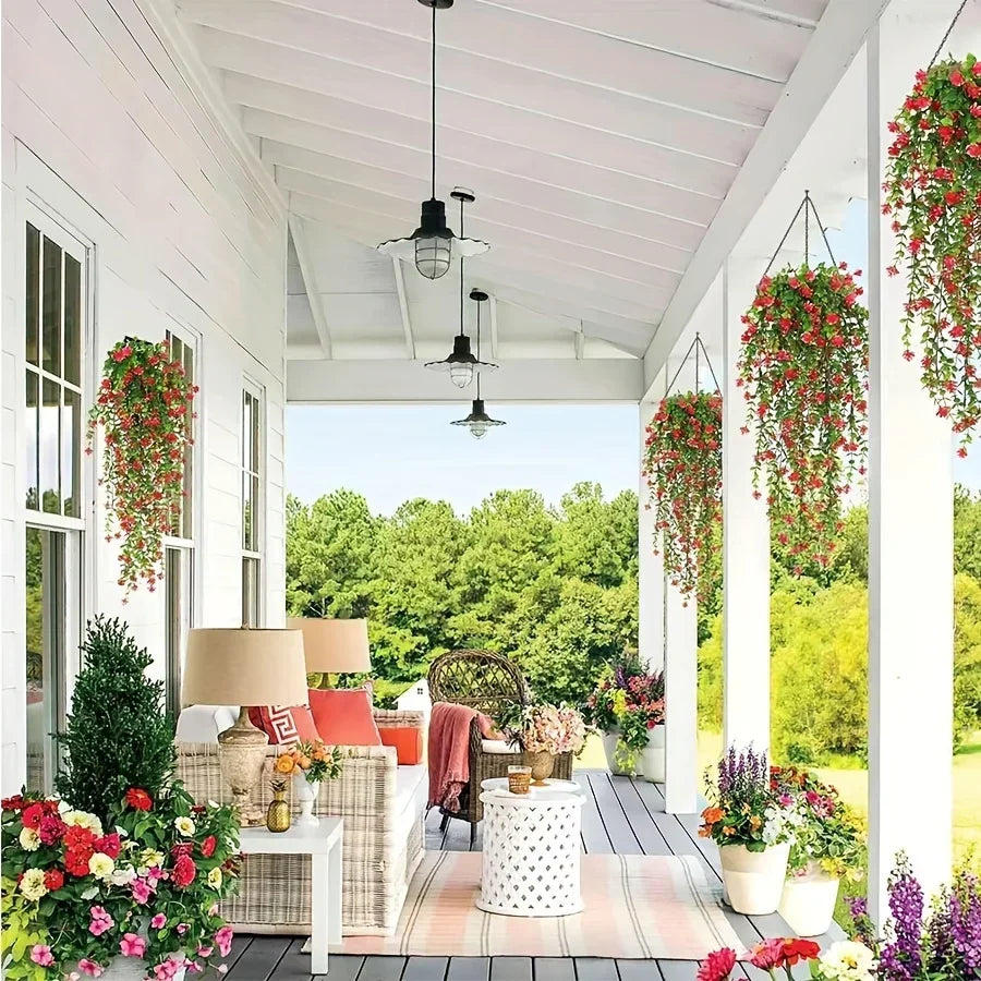 3pcs, Artificial Hanging Plants Hanging Plant Faux Eucalyptus Leaf Vine Outdoor UV Resistant