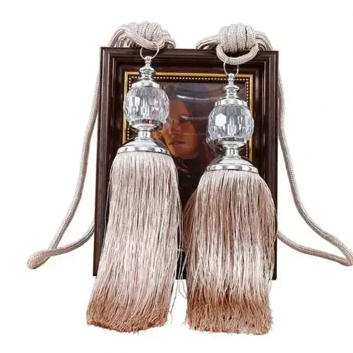 1Pair Tassel Curtain Tieback Crystal Bead Hanging Ball Tie Window Shade