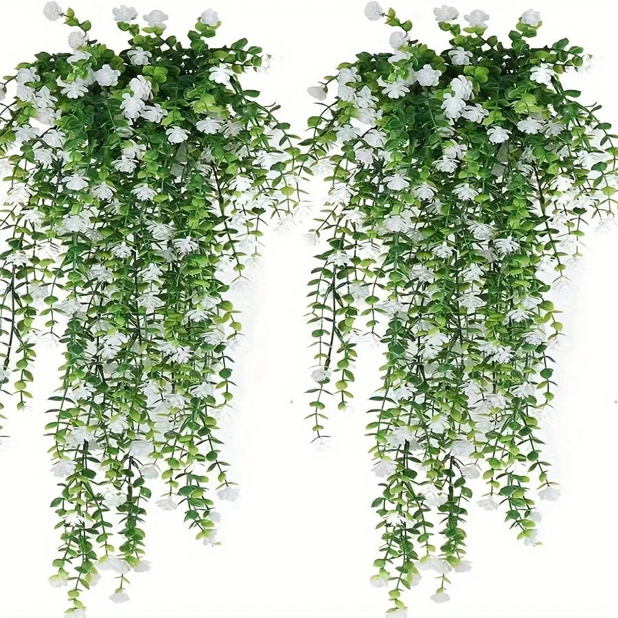 3pcs, Artificial Hanging Plants Hanging Plant Faux Eucalyptus Leaf Vine Outdoor UV Resistant