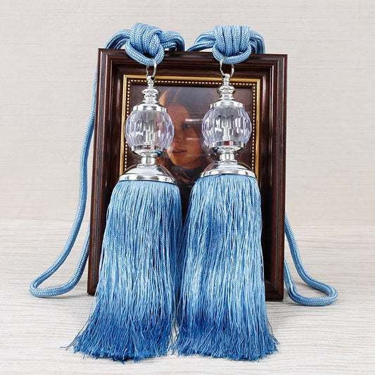 1Pair Tassel Curtain Tieback Crystal Bead Hanging Ball Tie Window Shade
