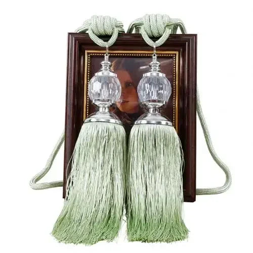 1Pair Tassel Curtain Tieback Crystal Bead Hanging Ball Tie Window Shade