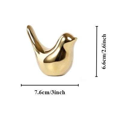Modern Simple Luxury Golden Ceramic Bird Figurines