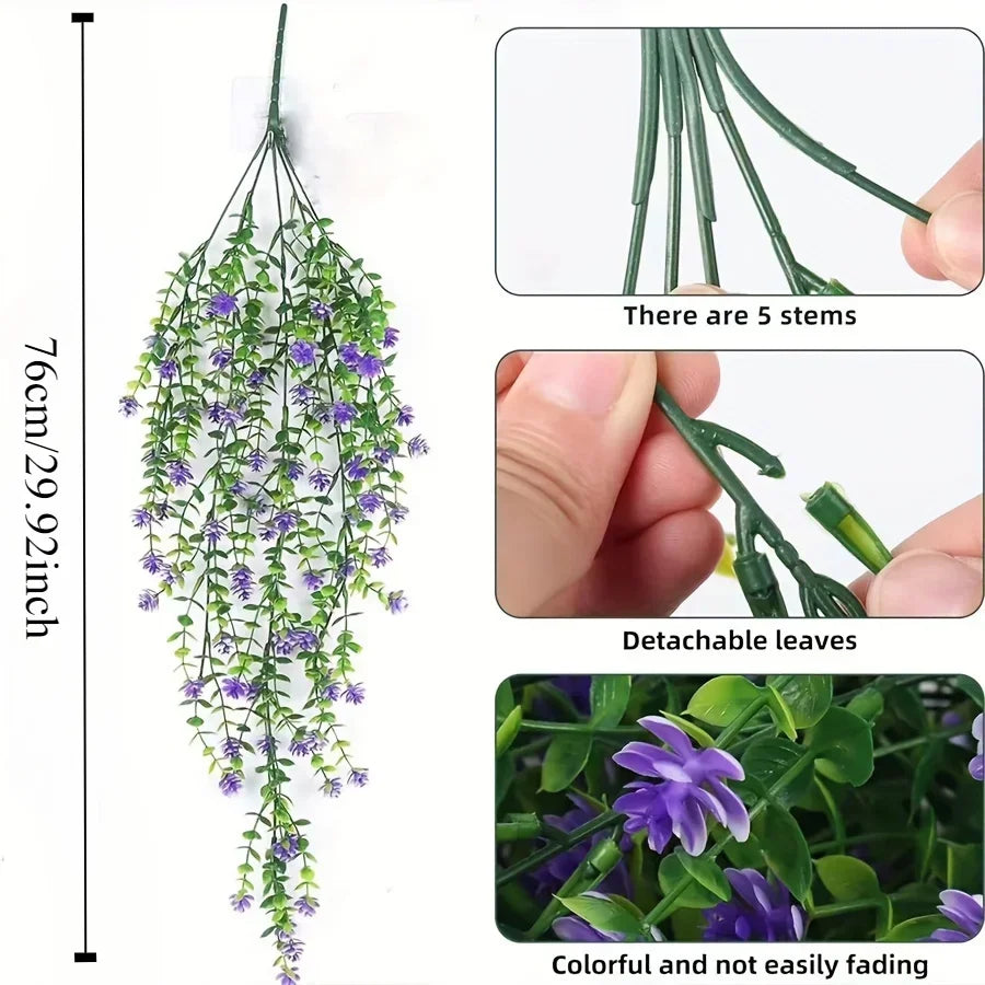 3pcs, Artificial Hanging Plants Hanging Plant Faux Eucalyptus Leaf Vine Outdoor UV Resistant
